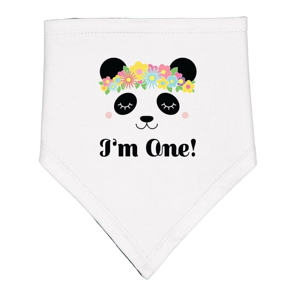 Inktastic First Birthday Panda 1 Year Old Girl Baby Bandana Bib