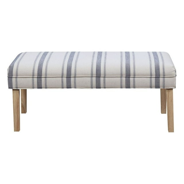 Home Fare Upholstered Bench in Cambridge Blue Stripe