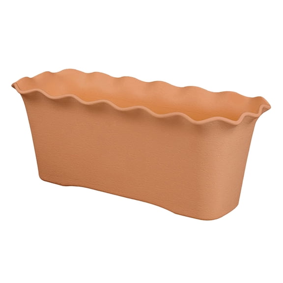 Garoy Rectangular Planter,Plastic Wavy Ruffled Edge Long Planter Box,Planters for Indoor Outdoor Plants and Flowers,Deck Railing Planter Boxes,Flower Pots,Plant Pots,Flower Pots Outdoor,11.88",Brown