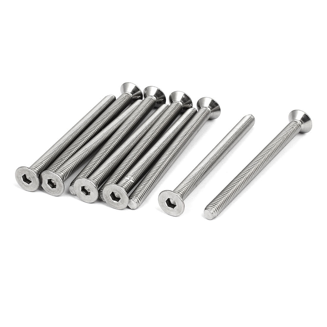 uxcell M6x100mm 304 Stainless Steel Flat Head Hex Socket Cap Screws DIN7991 10pcs