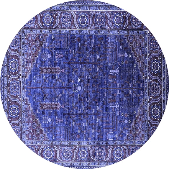 Ahgly Company Indoor Round Oriental Blue Industrial Area Rugs, 5' Round