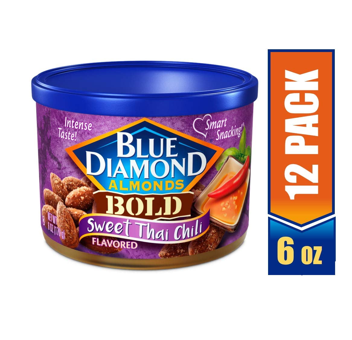 Blue Diamond Almonds, Bold Sweet Thai Chili, 6 Ounce (Pack of 12