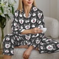 thumbnail image 6 of Fuzoiu HUSKY Face Print Women's Long-Sleeved Pajama,Lounge Button Down Nightwear,Womens Notch Collar Pajama Set-X-Large, 6 of 7