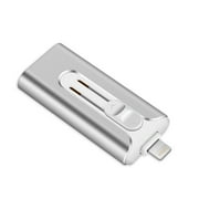 Topesel 128GB USB 3.0 Flash Drive, 3-In-1 Metal USB, for iphone External Storage, OTG Android Phone and Computer, Silver