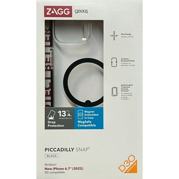 ZAGG l Gear4 Piccadilly Snap MagSafe Case for iPhone 14 Plus - Clear / Black