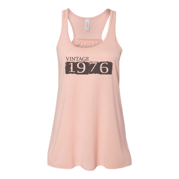 "Vintage 1976, 44th Birthday, Born In 1976, Soft Bella Canvas, Sublimation, 44 Years Old, 44 Tank, 1976 Tank Top, Racerback, Birthday Gift, Peach, SMALL"