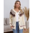 thumbnail image 2 of Cogild Cardigan Sweaters for Women - Vintage Fair Isle Geometric Knit Button up Sweater, 2 of 8