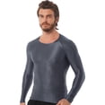 thumbnail image 3 of Jhaoyu Men's Glossy Long Sleeve Compression Shirts Athletic Workout Sports Rash Guard Undershirt Grey L, 3 of 6