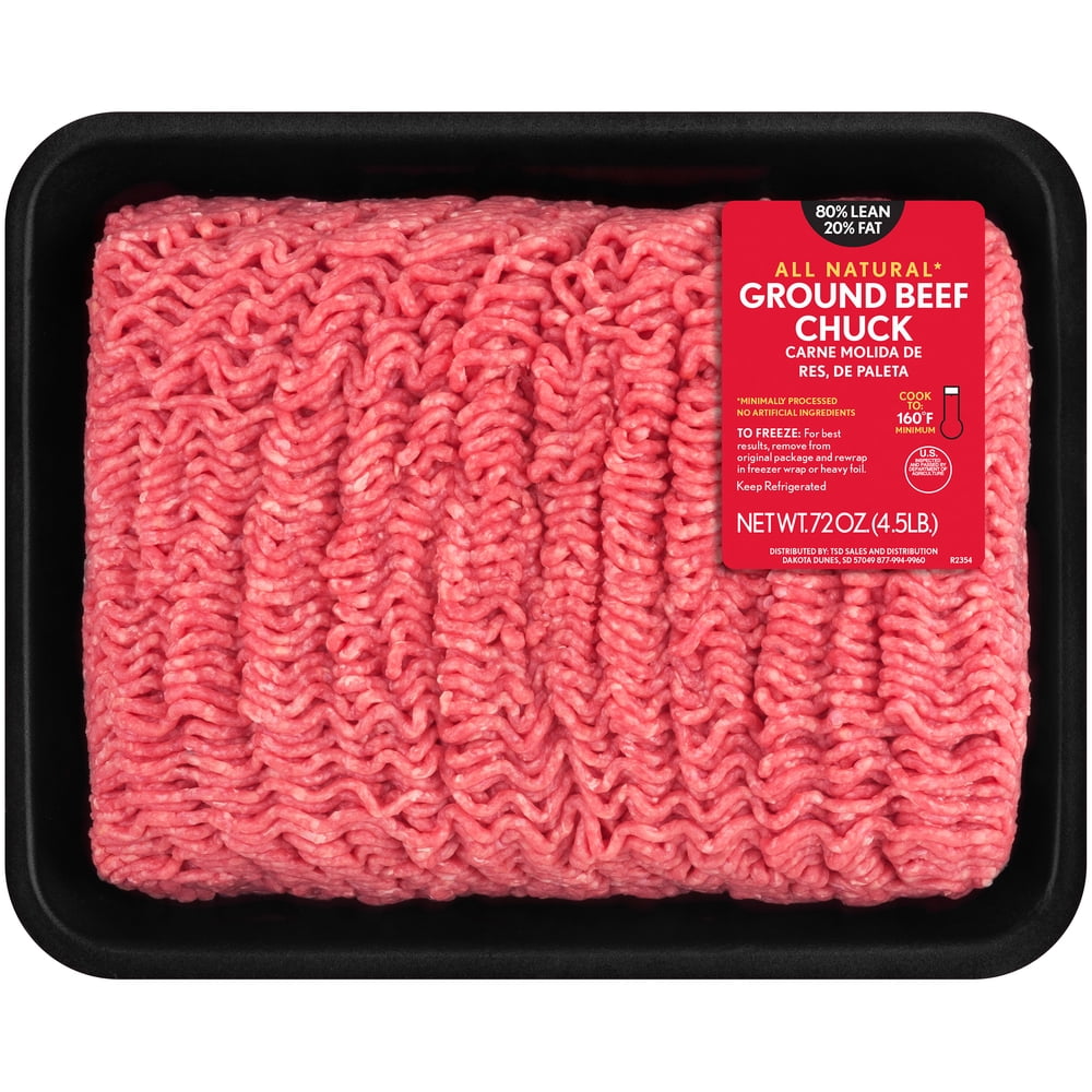 All Natural* 80% Lean/20 % Fat Ground Beef Tray, 4.5 lb ...