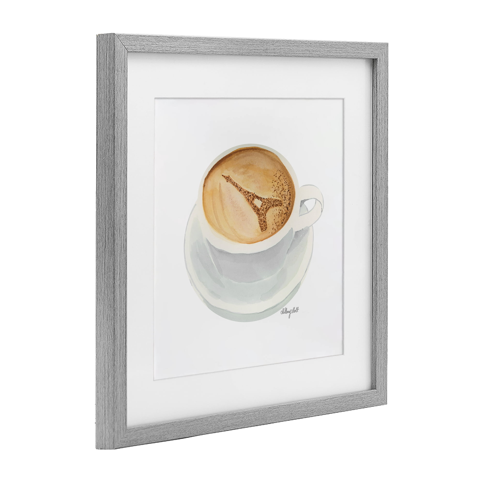 Stupell Industries Eiffel Tower Latte Gray Framed Print Under Glass, design by Hillary Holt