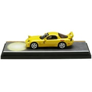 Diecast Mazda RX-7 (FD3S) RHD (Right Hand Drive) Yellow "RedSuns" with Keisuke Takahashi Driver Figure (Version 2) "Initial D" (1995-2013) Manga 1/64 Diecast Model Car by Hobby Japan