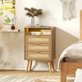 thumbnail image 3 of Vabches Rattan Nightstand Set of 2 with Charging Station and 3 Drawers for Bedroom, Living Room, 3 of 10