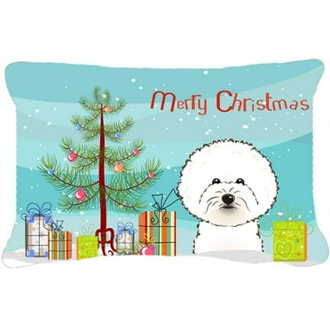 Carolines Treasures  Christmas Tree & Bichon Frise Fabric Decorative Pillow