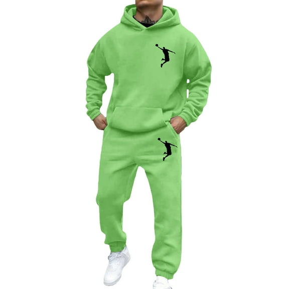 MEZZALL Men's Hooded Sweatshirt Sweatpants Outfits Sets Casual Basketball Print Jogger Outfit Comfortable Winter Fall Streetwear Tracksuit Clothes Sets Relaxed Fit Clothing