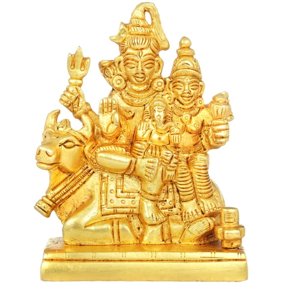 3" Shiva Family Statue In Brass | Handmade Idols | Made In India