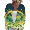 thumbnail image 2 of Womens Saint Patrick's Day Cardigan Sweaters Shamrock Pattern Button Cardigan Open Front Knit Sweaters Coat, 2 of 5