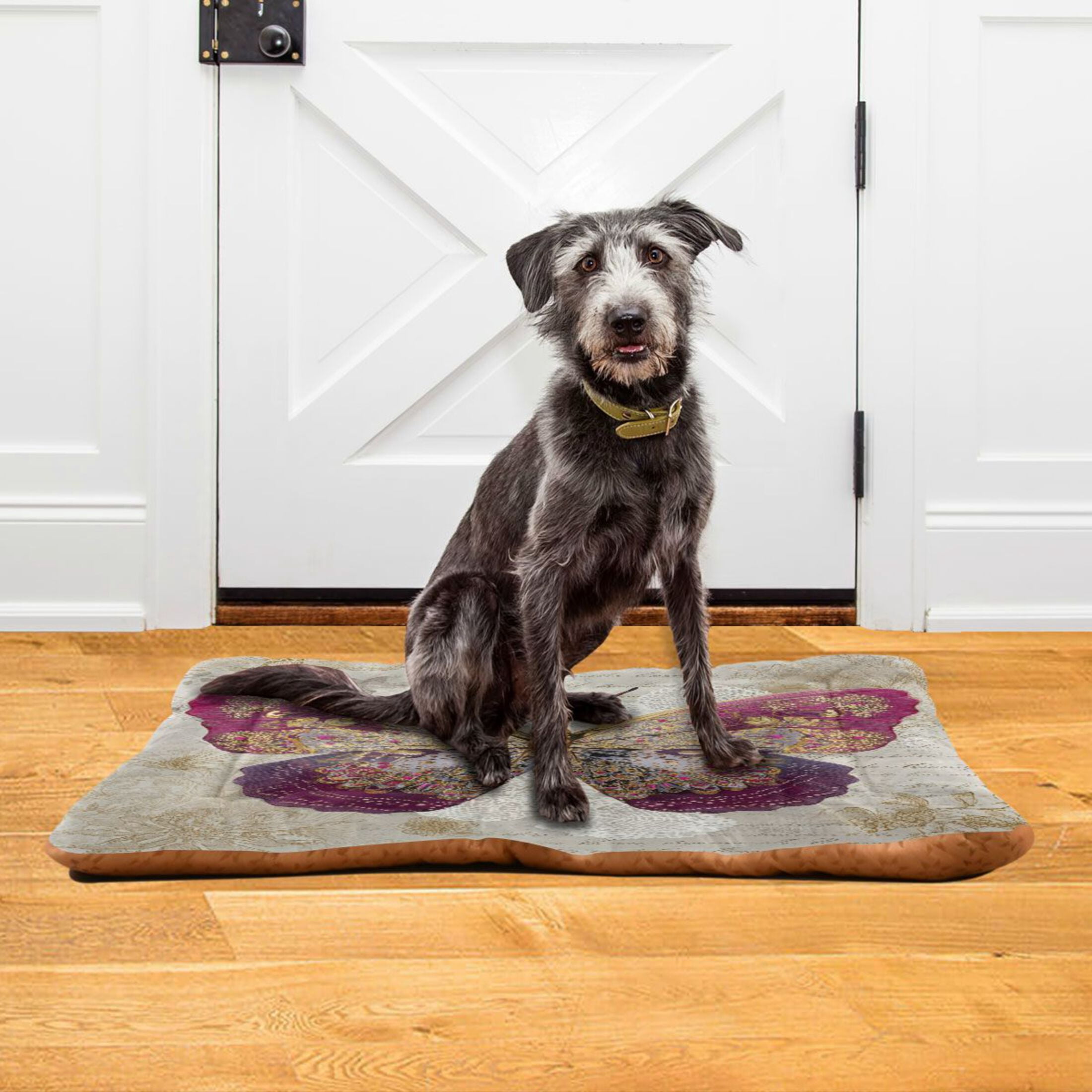 Qxltty Dreamy Butterfly Ped Pad Wear-resistant and Hard to Bite Through Sleeping Pad for Small Medium Large Dogs Winter Pet Bed 36×24in