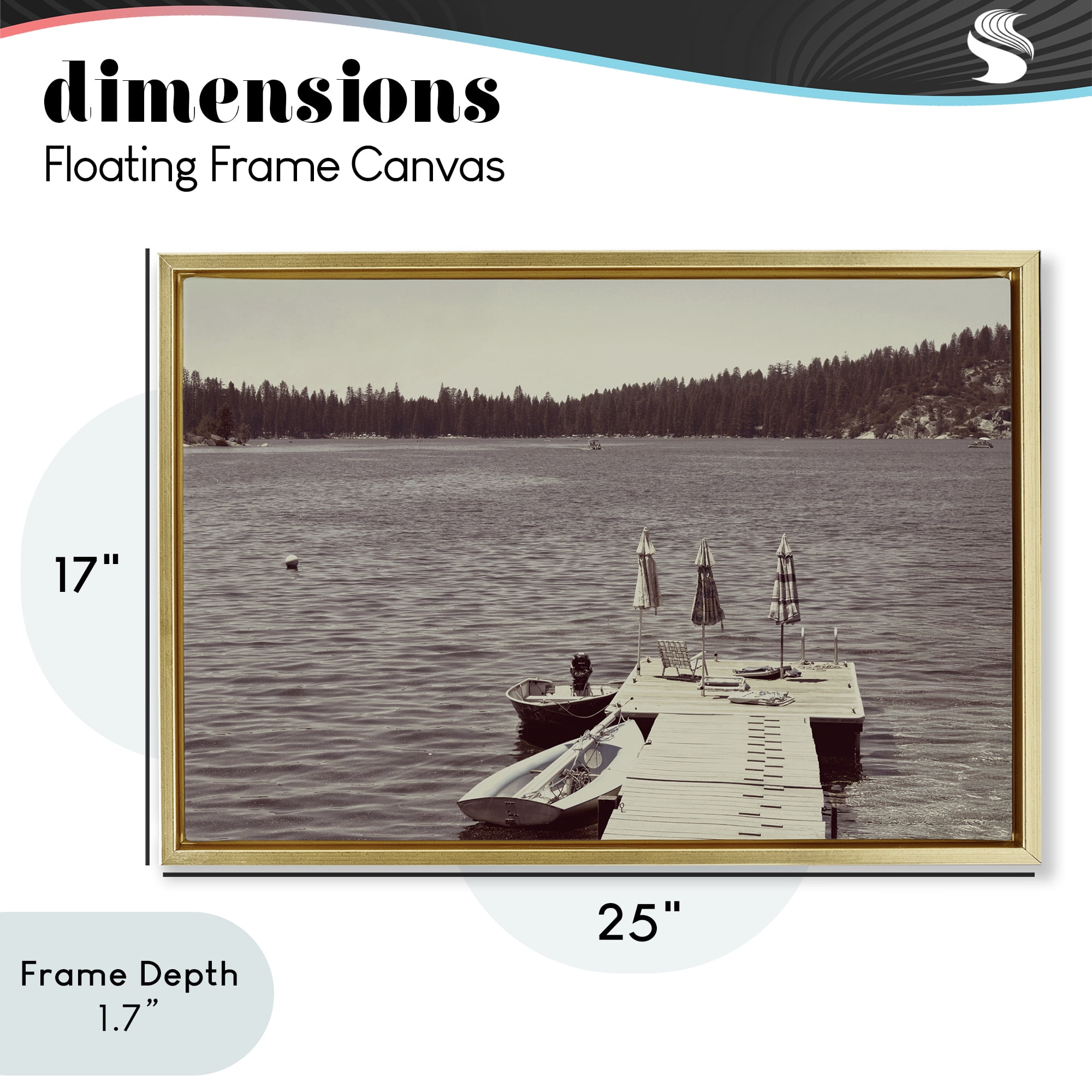 Stupell Industries Vintage Lake Life Dock Gold Framed Floater Canvas Wall Art, design by Gemma Bardot