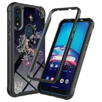Motorola E 2020 Case, Rosebono Hybrid IMD Design Graphic Anti-Scratch Fashion Cute Colorful Silicone Skin Cover Armor Case for Motorola E 2020 (Wiccan Moon)