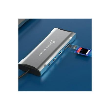 j5create - 4K60 Elite USB-C Triple-Monitor 10Gbps Mini Dock - Space Grey