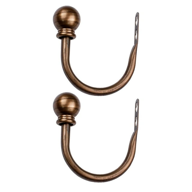 PENGXIANG 2Pcs U-Shaped Ball Decor Easy Installation Curtain Hooks Simple Clothes Curtain Iron Holders Window Accessories
