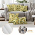 thumbnail image 6 of Lemon Leaves Outdoor Waterproof Pillow Covers, Yellow Vertical Stripes Spring Flowers Decorative Square Throw Pillowcase Sofa Cushion Sham for Patio/Couch/Chair, 16"x16" 2 Pack, 6 of 8