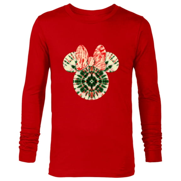 Disney Minnie Mouse Head Christmas Holiday Tie-Dye Retro - Long Sleeve T-Shirt for Men - Customized-New Red