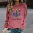 thumbnail image 2 of asdoklhq Christmas Christmas Tops for Women Christmas Gradient Print Loose Casual Long Sleeve Round Neck Hoodless Straight Shoulder Sweatshirt Hoodless Sweatshirt Pink XL, 2 of 4