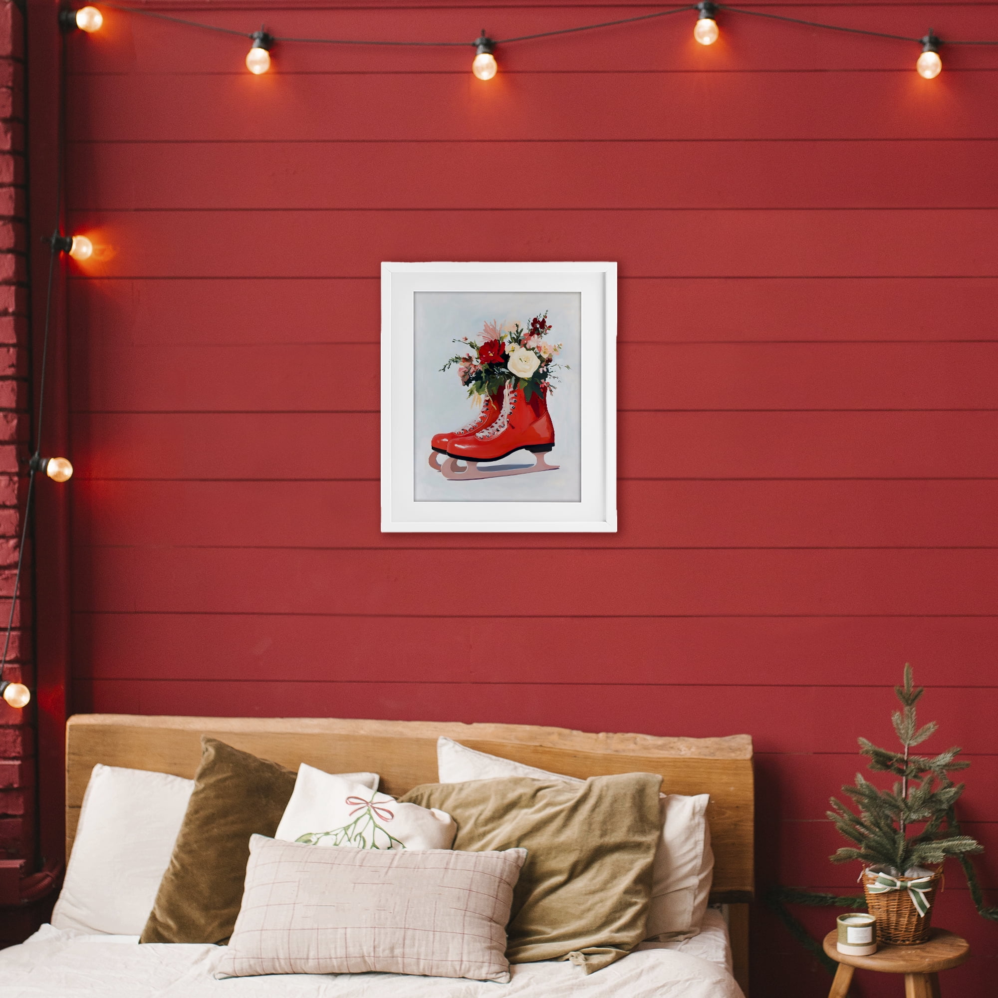 Stupell Industries Floral Ice Skates White Framed Print Under Glass, design by The Prints Vibe