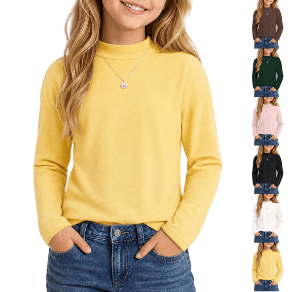 Turtleneck shirts Girls Long Sleeve Fahion Pullover Boys Slim Fit Fall Casual Solid Undershirt 2-13Y