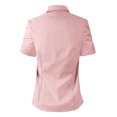 thumbnail image 2 of Doublju Women's Short Sleeve Slim Fit Button Down Dress Shirt (Plus Size Available), 2 of 3