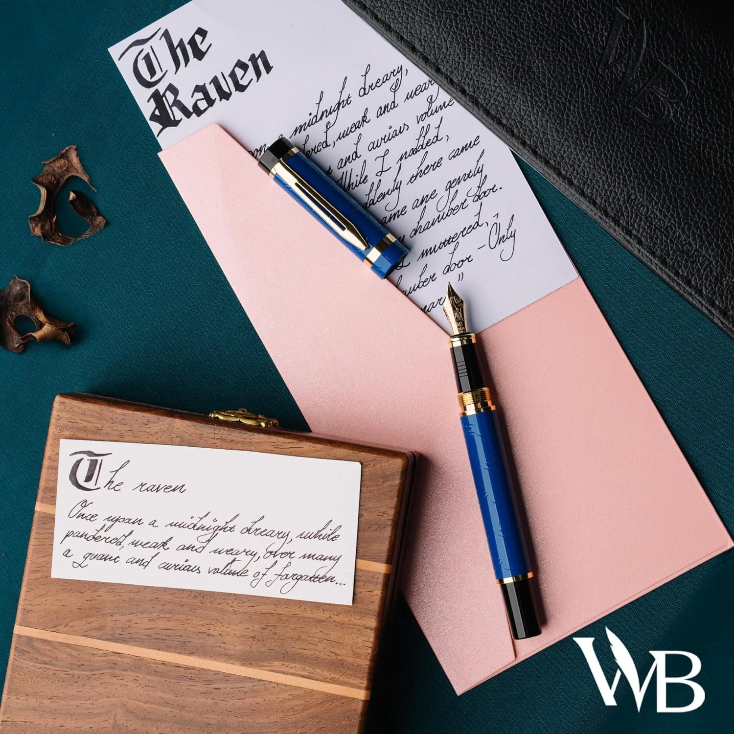 Wordsworth & Black Primori Fountain Pen, Medium Nib Ink Pen, Blue Gold - Refillable