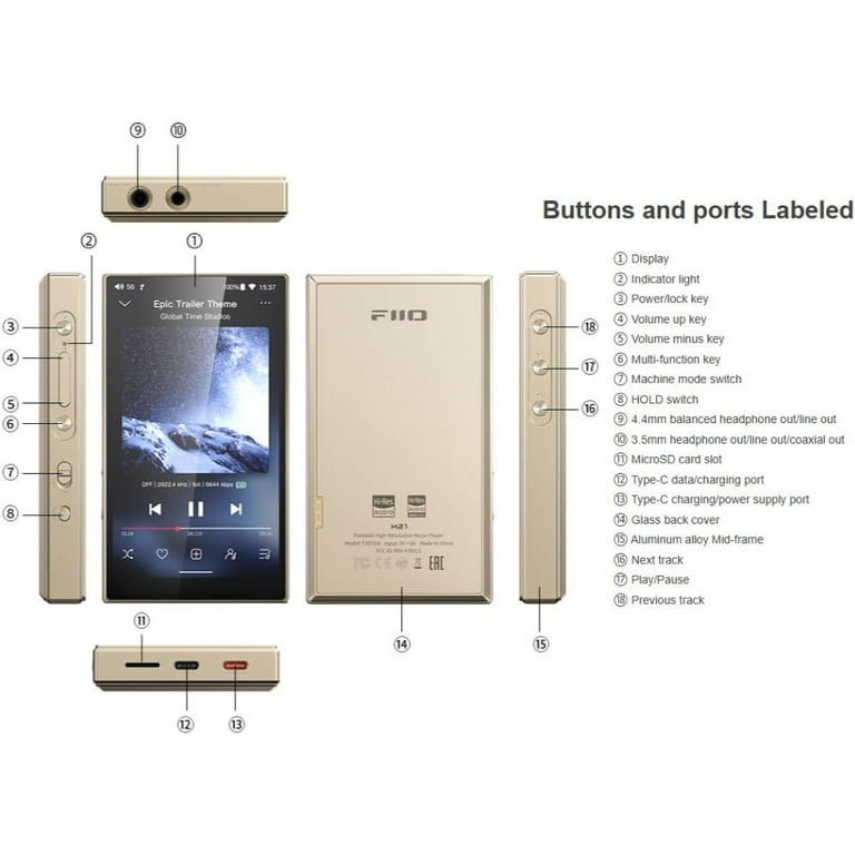 FiiO M21 Android 13 Portable Music Player MP3 Walkman Snapdragon