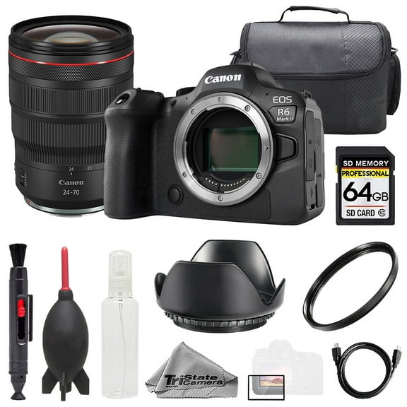 Canon EOS R6 II Camera   RF 24-70mm f/2.8L IS USM Lens  64GB   Bag  UV Filter- Basic Kit (International Version)