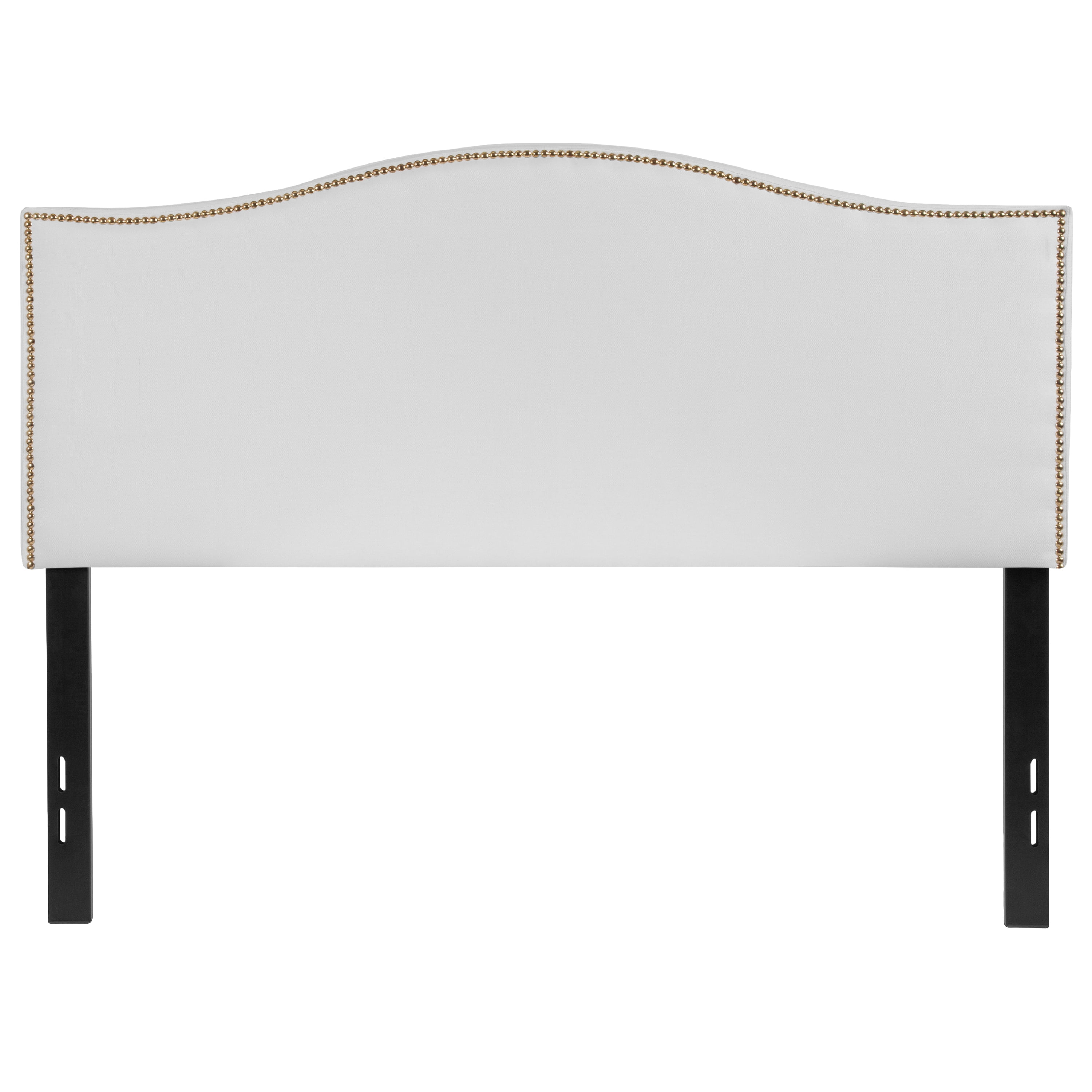 Flash Furniture Lexington Upholstered Full Size Headboard with Accent Nail Trim in White Fabric