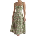 thumbnail image 1 of Vestido De Tirantes Elegante Vestido ajustado para mujer Slim Fit Floral Impreso A Shape Daily Outfit (Verde S) Cgtredaw Para estrenar, 1 of 1