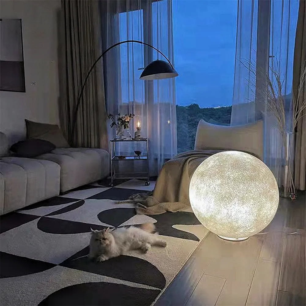 LittleGlovo Nordic Creative Indoor&Outdoor Waterproof Resin Fiber Art Moonlight Floor Lamp
