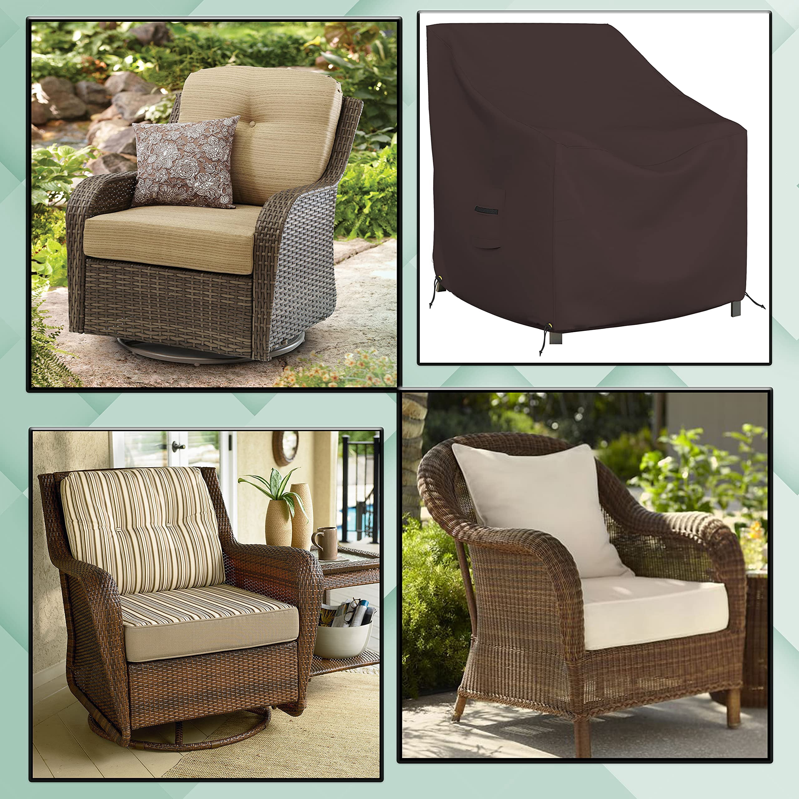 COVERS&ALL Outdoor Chair Cover, 12 Oz Waterproof UV & Weather Resistant Patio Furniture Sofa Cover for Outdoor Outside Seating Lawn Garden, with Air Vents & Drawstrings (32"W x 37"D x 36"H, Coffee)