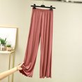 thumbnail image 2 of KyCheLot Women's Casual Sleep Pants Stretchy Wide Leg Solid Color Elastic Waist Pajama Thin Trousers, 2 of 3
