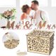 thumbnail image 1 of Xihbxyly Caja de Madera para Tarjetas de Boda, Diseño de Cerradura Vintage, Caja de Regalo para Hacer Dinero, Decoración Elegante para Bodas, Cumpleaños y Eventos Especiales, Tamaño 20 X 18 Cm, Inclu, 1 of 2