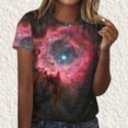 thumbnail image 3 of Craaazy Women's Loose Colorful Starry Sky Printing Summer Crew Neck Short Sleeve Pullover Tops Gifts, 3 of 5