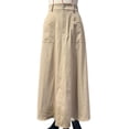 thumbnail image 4 of Elegant Maxi Skirts for Women with Pockets - Elastic Waist Long Skirts Khaki S, 4 of 10