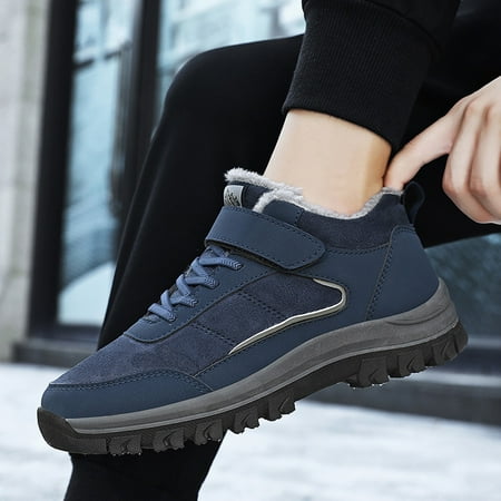 

Cathalem Lightweight Hiking Shoes Couple Models Men s Winter Plus Velvet Warm Middle Aged And Elderly Light Casual Comfortable Shoes Dark Blue 10.5