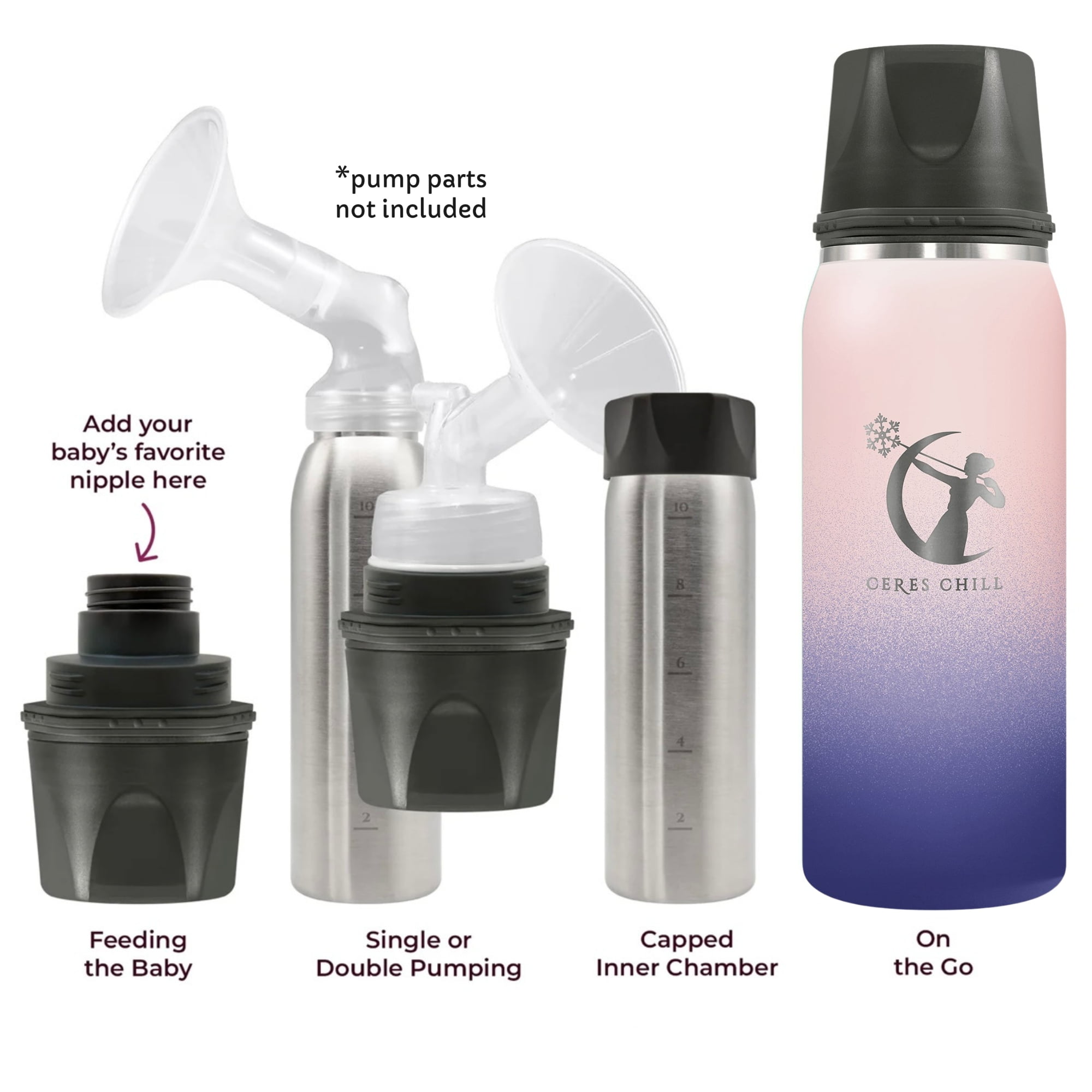 Ceres Chill OG Breast Milk Chiller Container Stainless Steel Mombré 27 oz. 1 ct