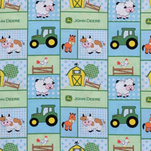 Handmade Valance, Curtain Panel, or Pillow Cover John Deere Born to Farm Patch