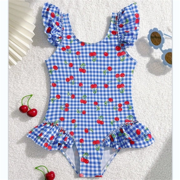Swimsuit Girls 1 Piece Bathing Suits Girls Ruffles Swimsuit Summer Clothes Size 6-7 Years Girls Swimsuit
