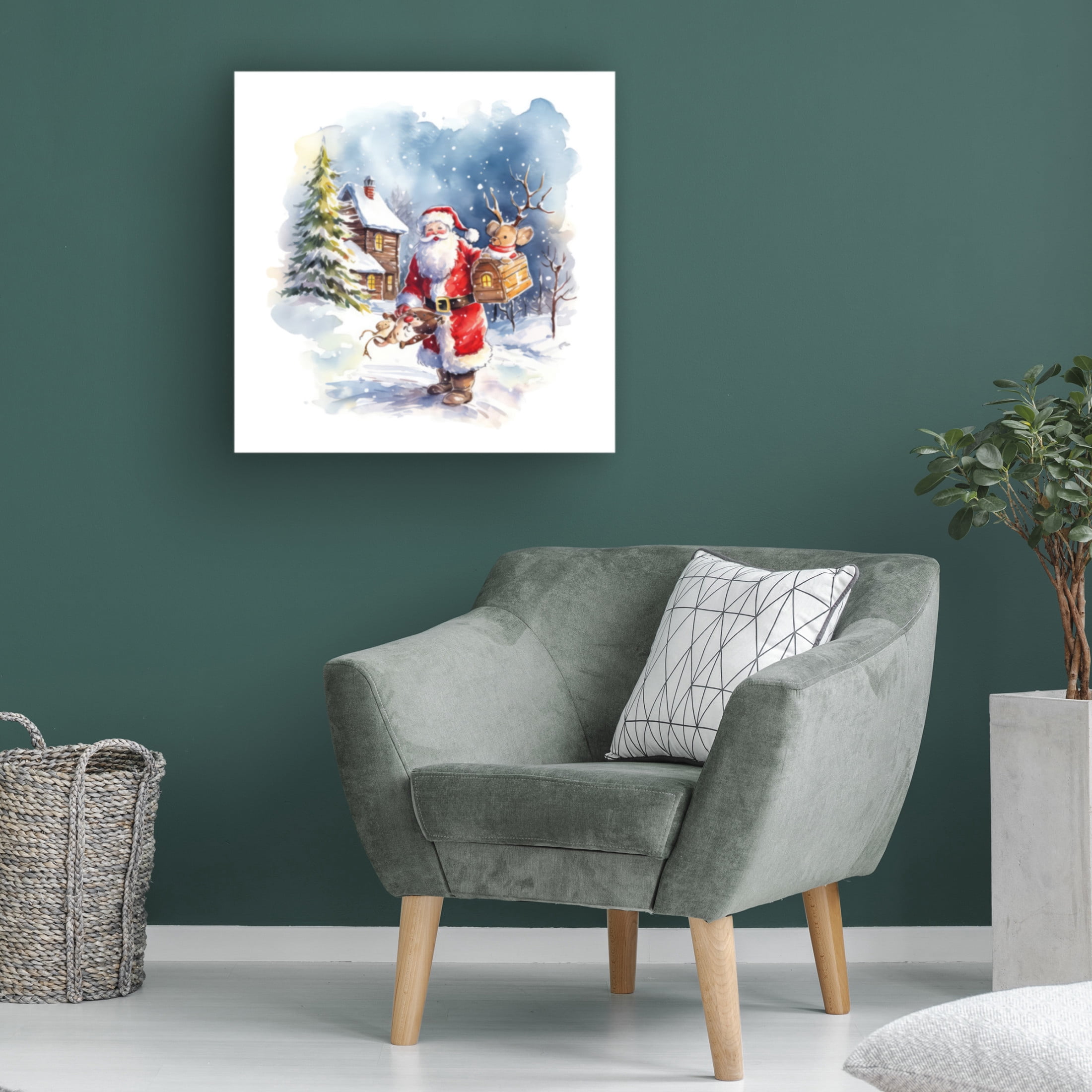 Canvas Wall Art - The Golden Valley 'Jolly Santa 1' Wall Art for Living Room, Bedroom, or Office Décor by Trademark Fine Art - 14 x 14 Inches