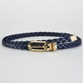 thumbnail image 3 of LSONABXA Navy Belt for Women Under $5 Women Braided PU Leather Narrow Waist Belt Thin Buckle Strap All Waistband Polyester Belt, 3 of 3