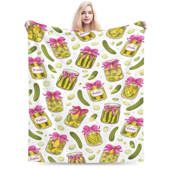 Pickle Gifts Blanket - Cozy Blankets Pickled Cucumber Throw Blanket for Girls, Soft Flannel Blankets for Bed Couch, Kimchi Sofa Stuff Decor for Women, Gift for Pickles Lover 50x40