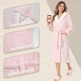 thumbnail image 3 of OLGDLZW Women's Hooded Fleece Robe, Soft Plush Full Length Bathrobe with Pockets and Tie Belt, Cozy Long Lounge Robe for Home,Dark Grey 2XL/3XL, 3 of 5
